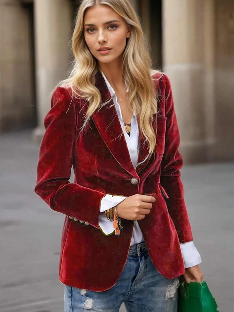 Dames Blazer Retro Elegant Met Enkele Knop 1