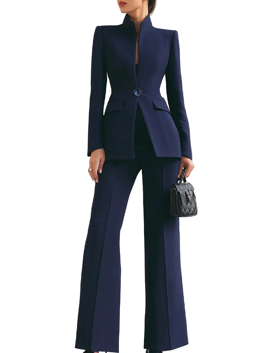 Dames Blazer en Broekpakset Met Gestructureerd Ontwerp 0