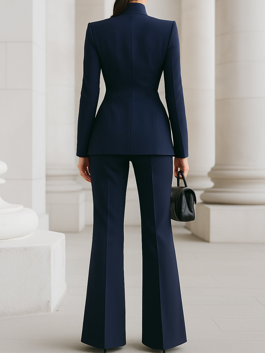 Dames Blazer en Broekpakset Met Gestructureerd Ontwerp 7