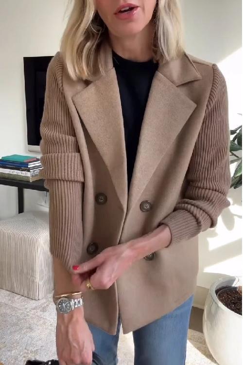 Dames Blazer met Gebreide Mouwen Chique 2