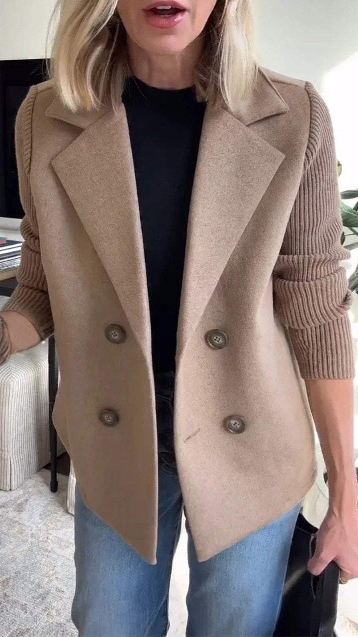 Dames Blazer met Gebreide Mouwen Chique 4