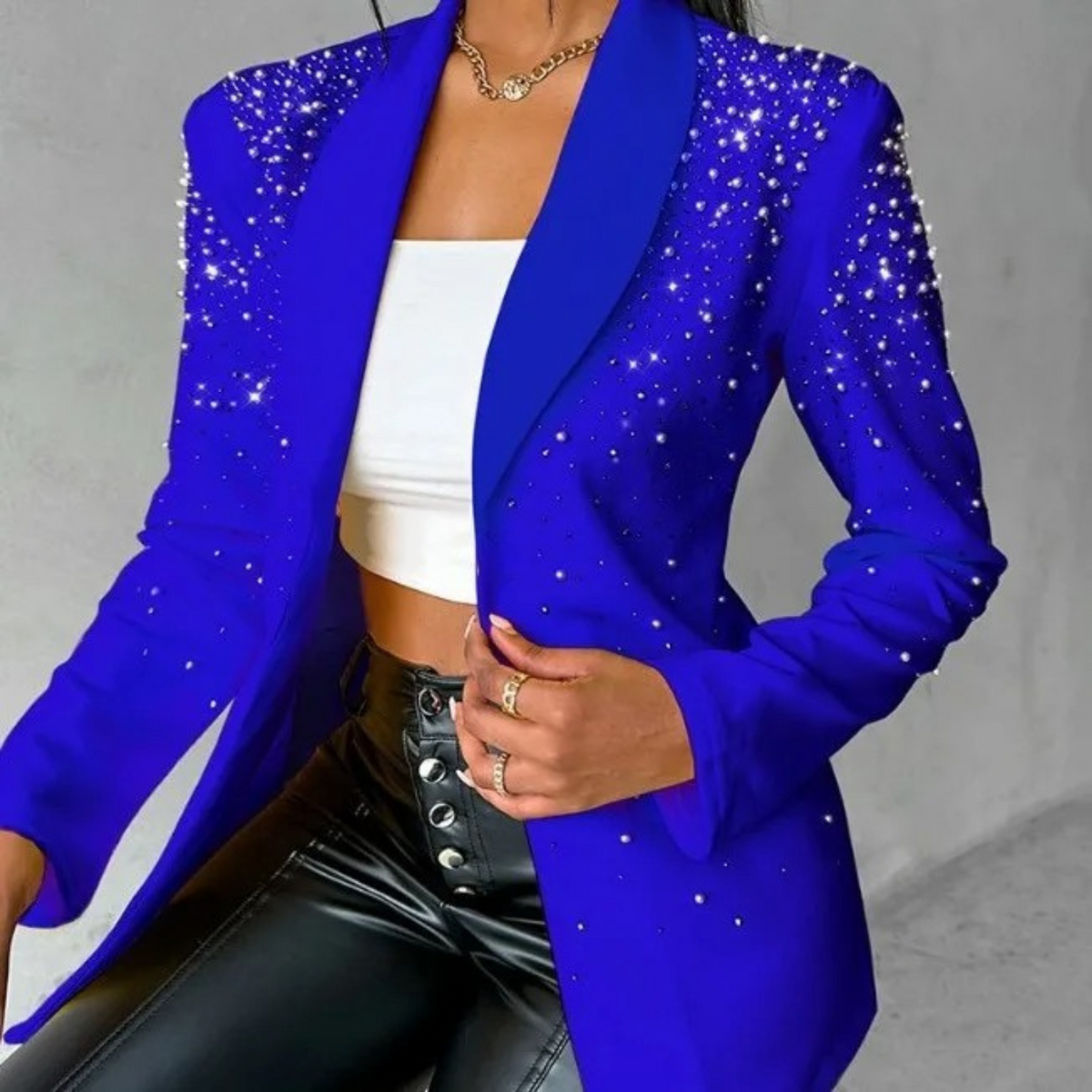 Dames Blazer met Pareldetails en Slanke Pasvorm 3