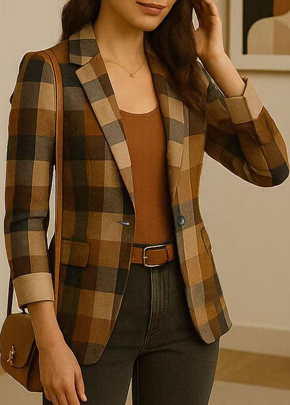 Dames Blazer met Peter Pan-kraag en Ruitpatroon 1