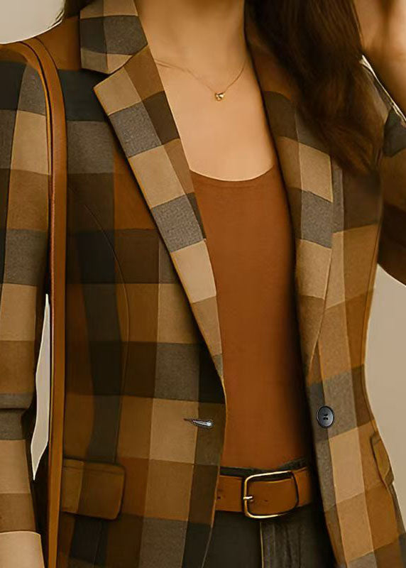 Dames Blazer met Peter Pan-kraag en Ruitpatroon 4