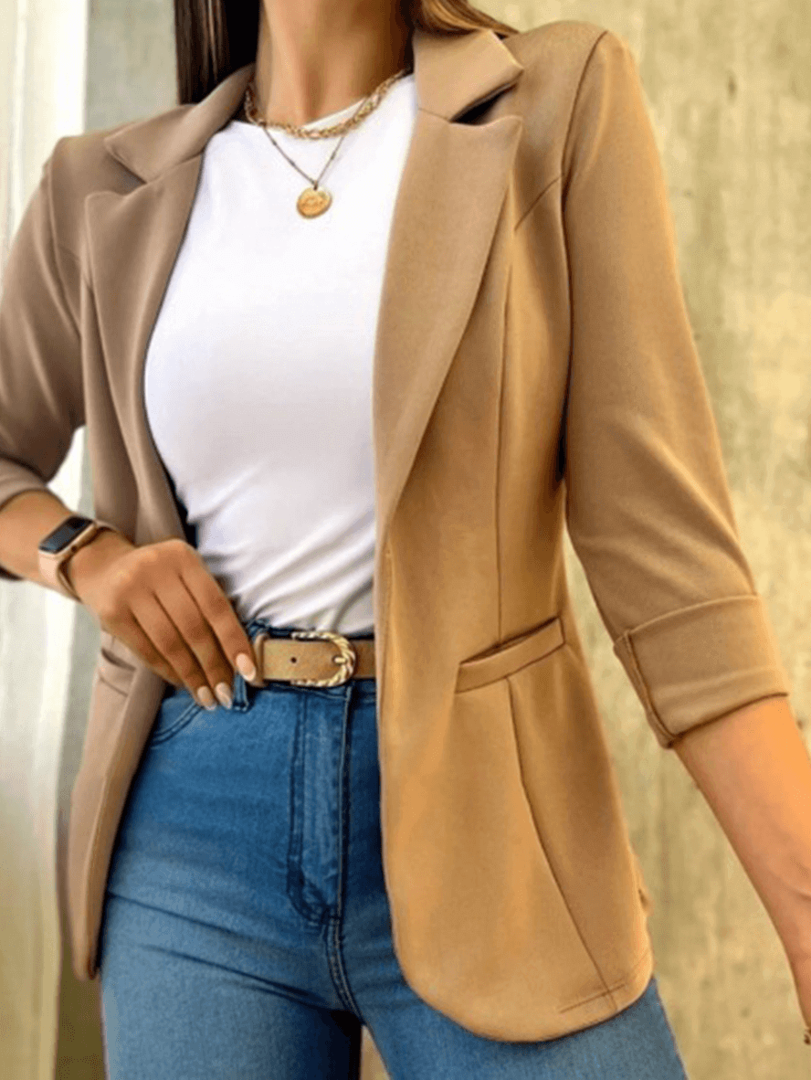 Dames Blazer met Revers en Lange Mouwen 4