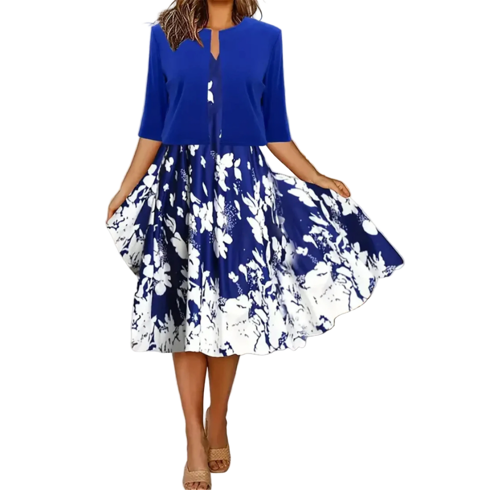 Dames Blazerjurk Met Bloemenprint Midi Stijl 0