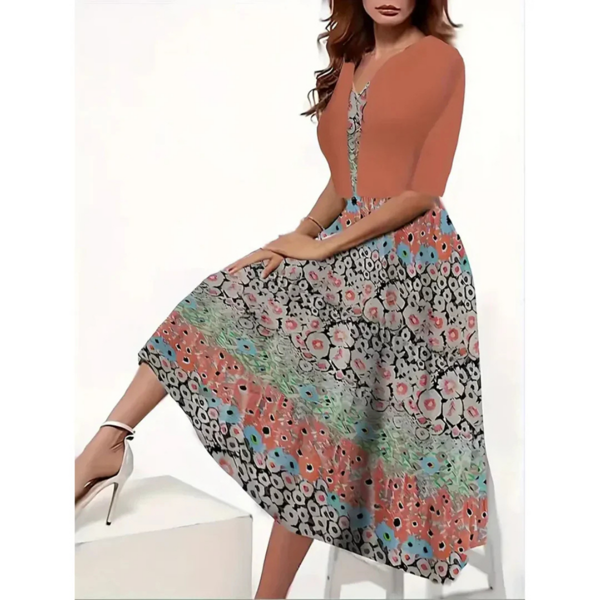 Dames Blazerjurk Met Bloemenprint Midi Stijl 10