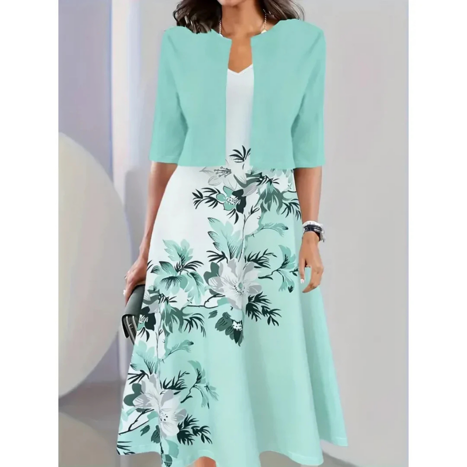 Dames Blazerjurk Met Bloemenprint Midi Stijl 6