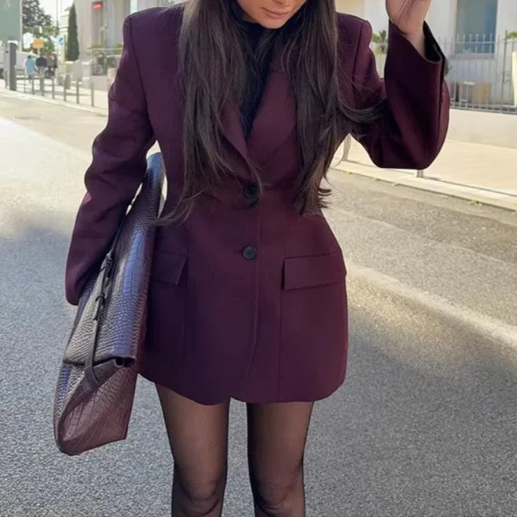 Dames Blazerjurk Met Lange Mouwen Voor Zakelijke En Sociale Gelegenheden 1