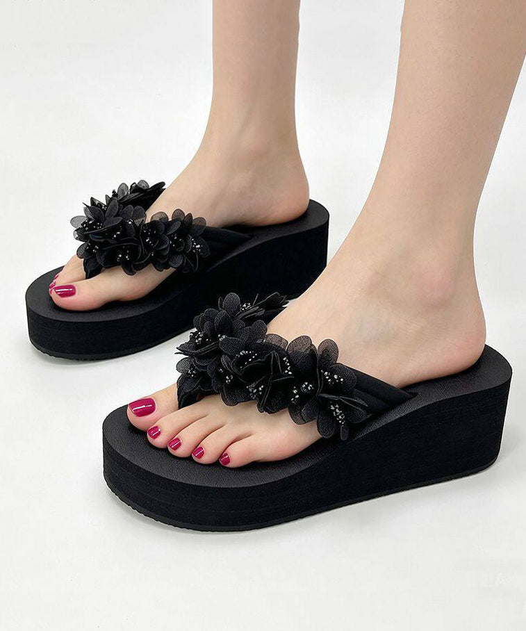 Dames Bloemen Slippers met Sleehak 1
