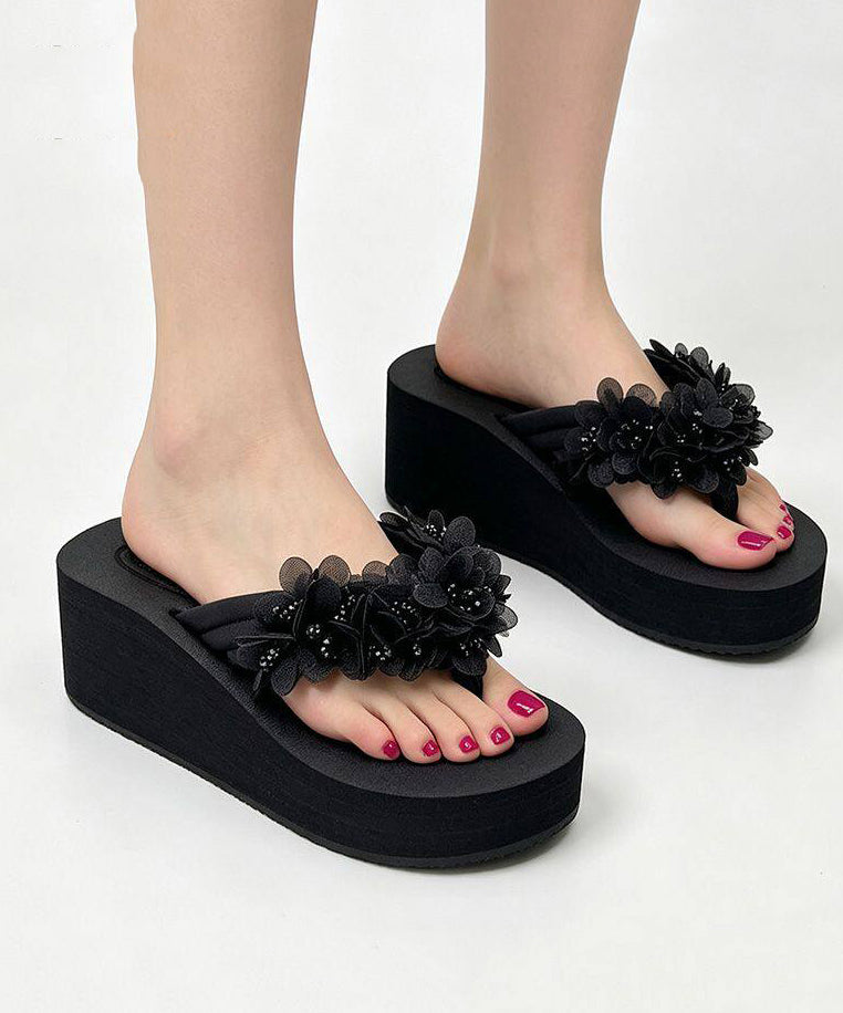 Dames Bloemen Slippers met Sleehak 4