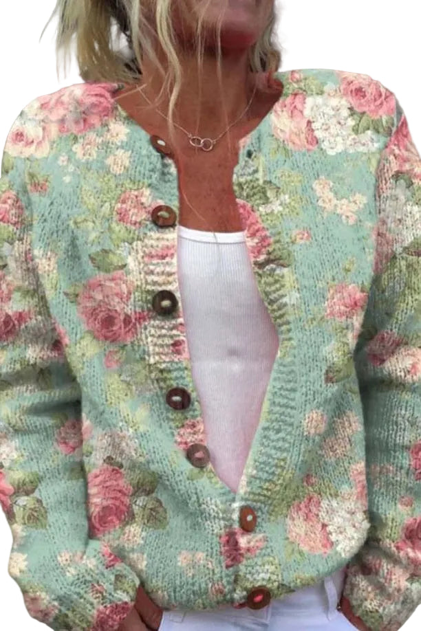 Dames Bloemenvest Met Knoopdetails 0