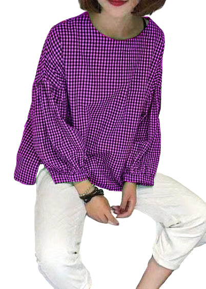 Dames Blouse Asymmetrisch met Franse Ruit 8