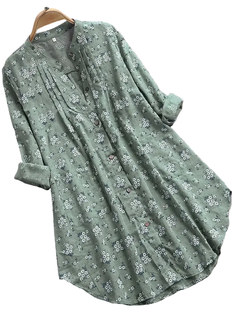 Dames Blouse Bloemenprint met V-hals en Plooidetails 0