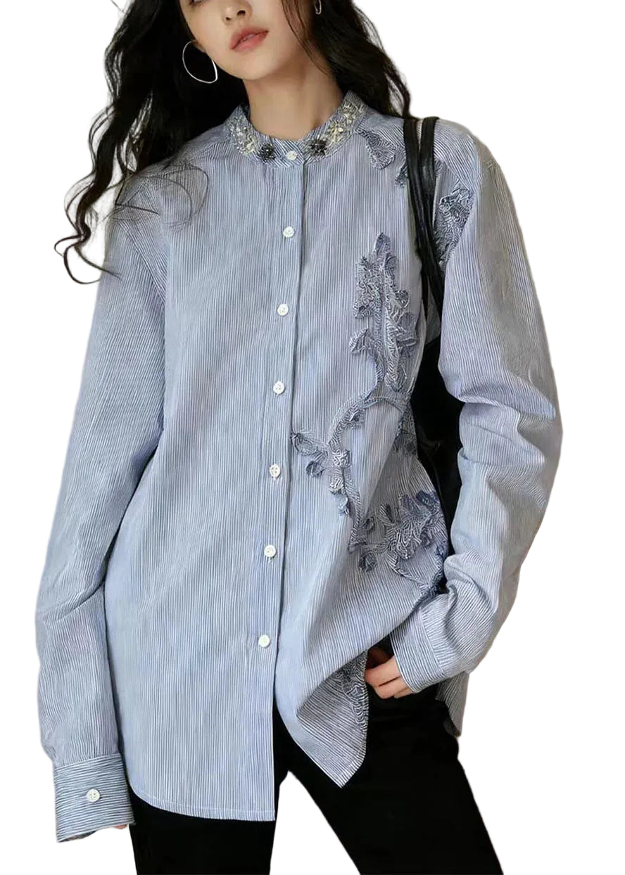 Dames Blouse Boheemse Stijl met Kralen en Strepen 0