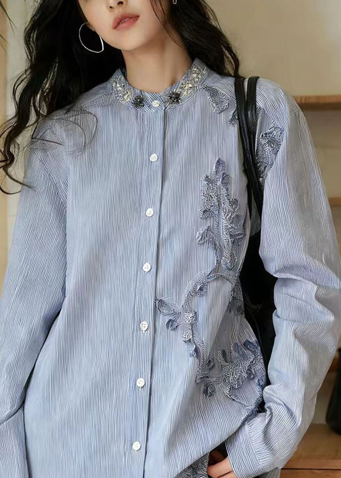 Dames Blouse Boheemse Stijl met Kralen en Strepen 1