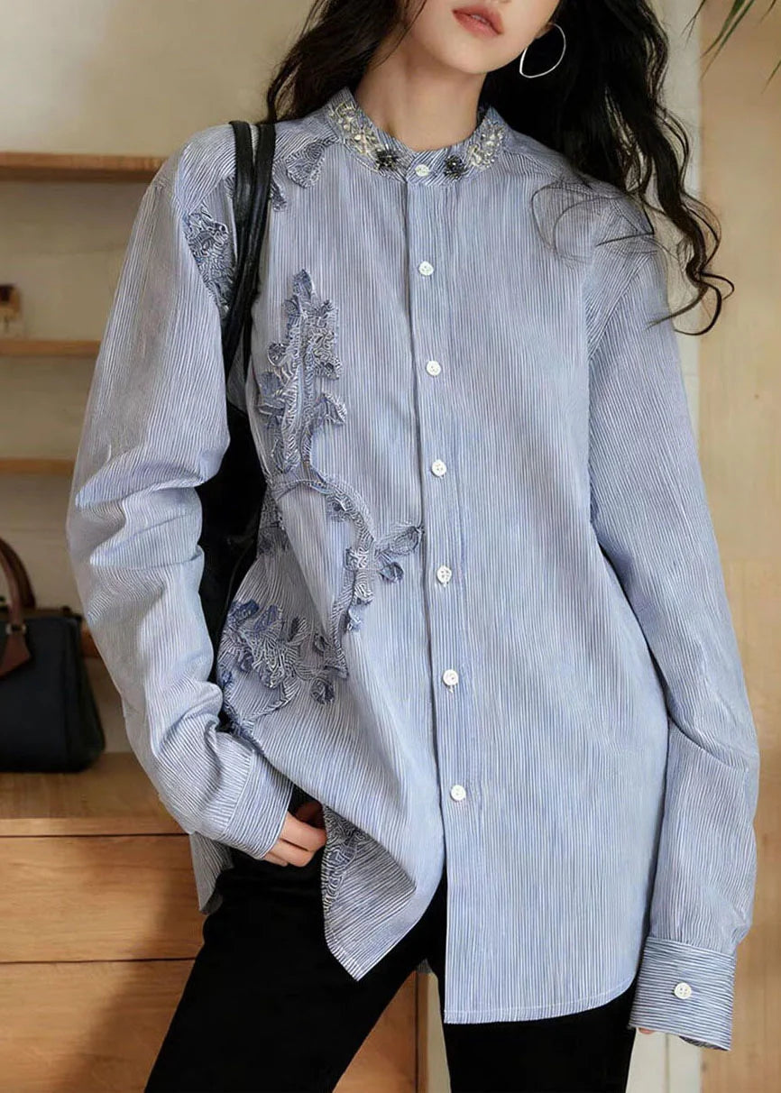 Dames Blouse Boheemse Stijl met Kralen en Strepen 2
