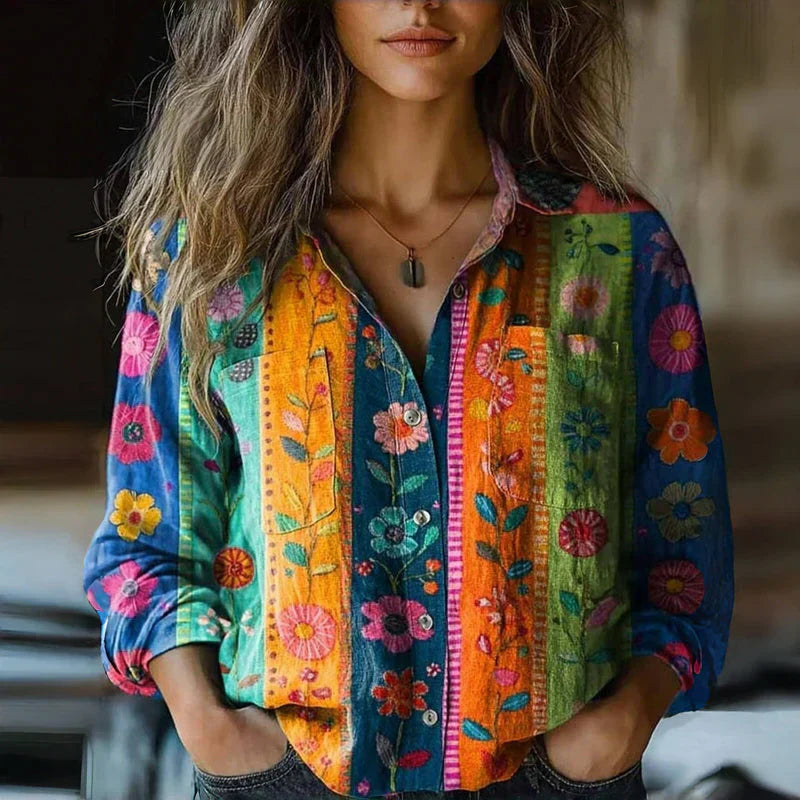 Dames Blouse Bohemian Stijl Met Uitlopende Mouwen 4