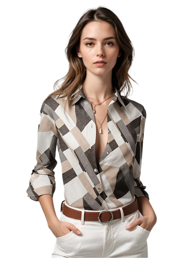 Dames Blouse Casual Ademend Materiaal Uniek Patroon 0