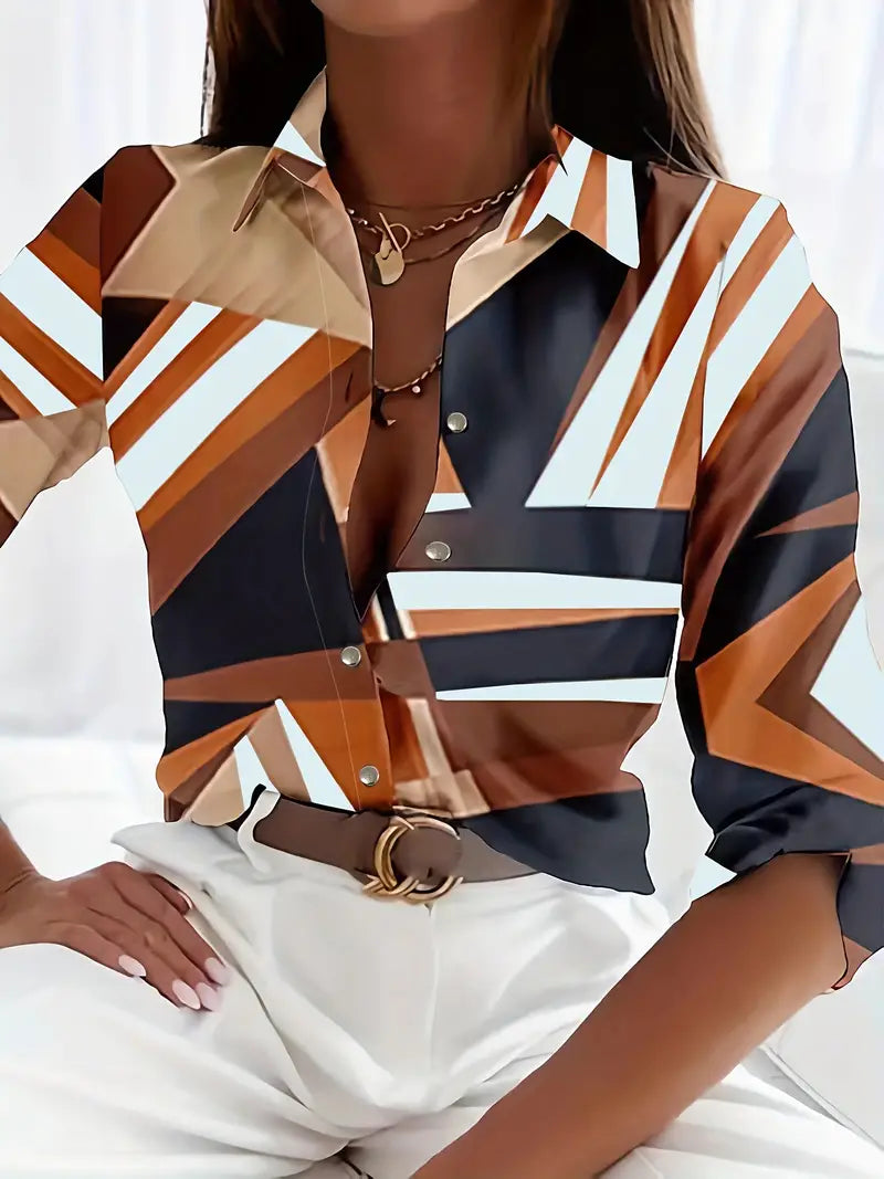 Dames Blouse Casual Ademend Materiaal Uniek Patroon 8