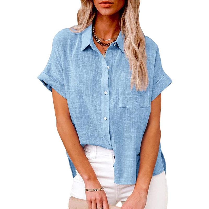 Dames Blouse Casual Korte Mouwen Stijl 7