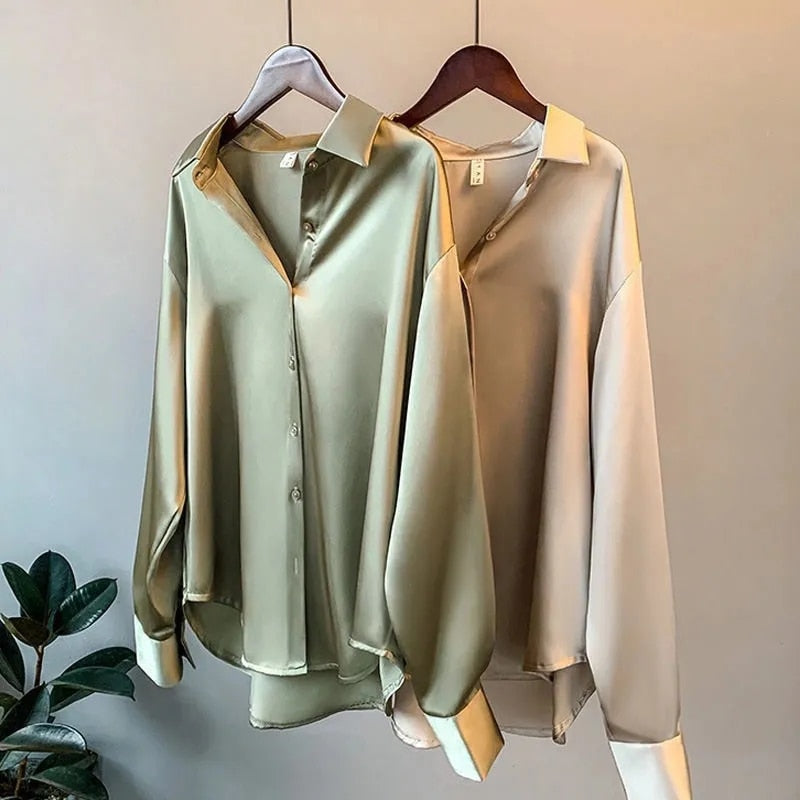 Dames Blouse Casual Met Open Kraag En Oprolbare Mouwen 3