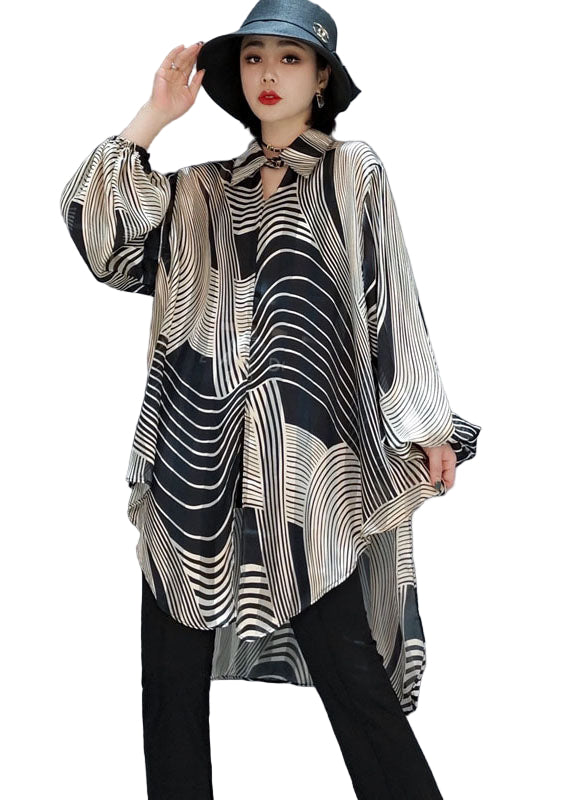 Dames Blouse Chiffon Gestreept Lage Hoge Snit 0