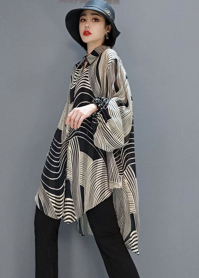 Dames Blouse Chiffon Gestreept Lage Hoge Snit 3