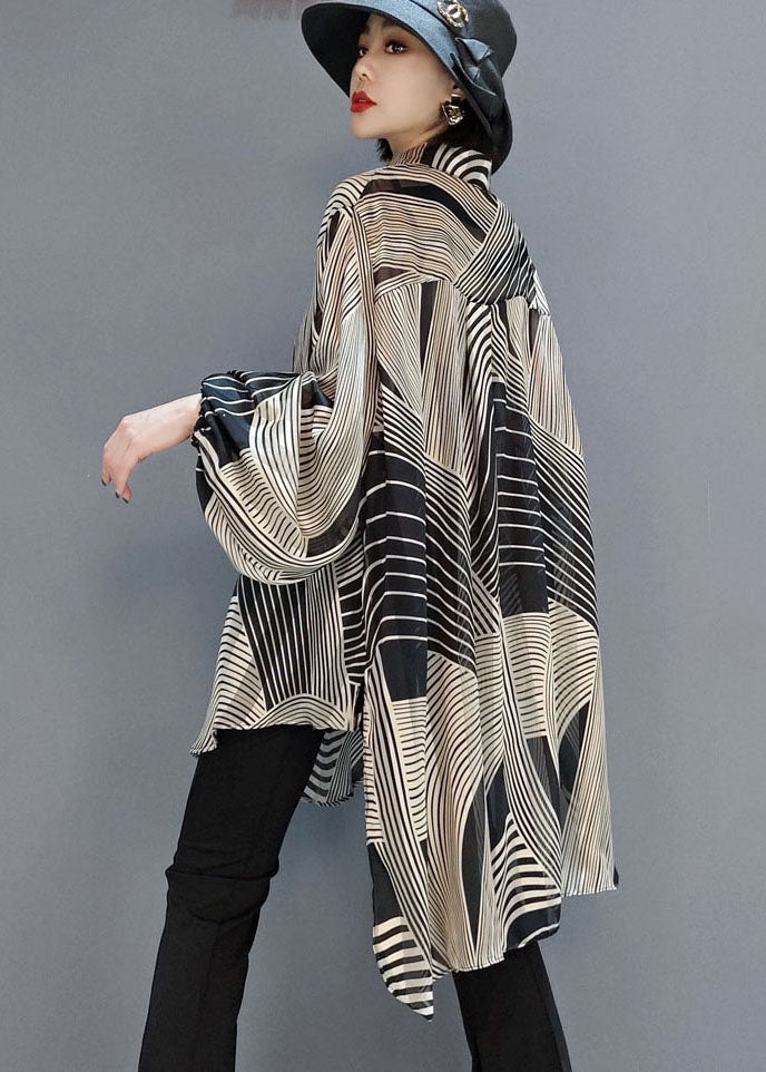 Dames Blouse Chiffon Gestreept Lage Hoge Snit 4