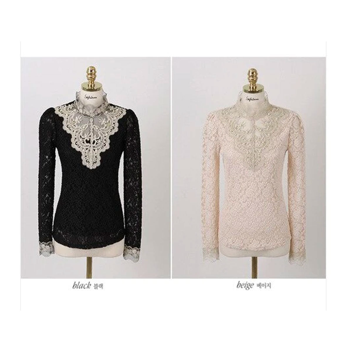 Dames Blouse Geborduurd met Mesh Panelen 6