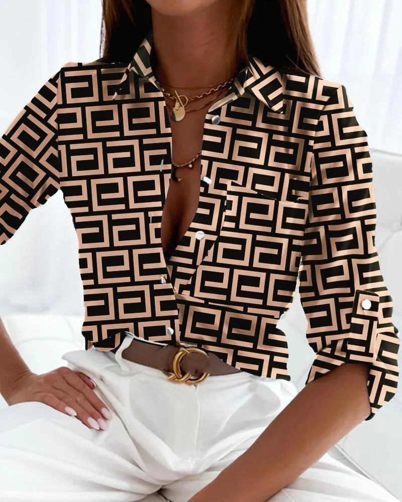 Dames Blouse Gestreept Klassiek Aansluitend Silhouet 2