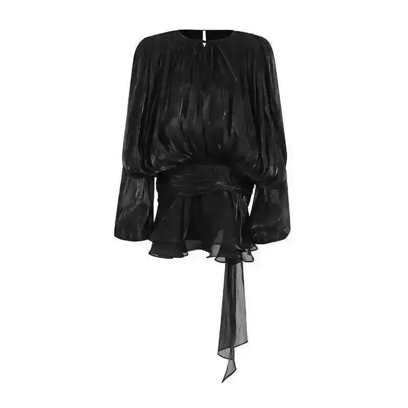 Dames Blouse Jurk V-hals met Lange Mouwen 11