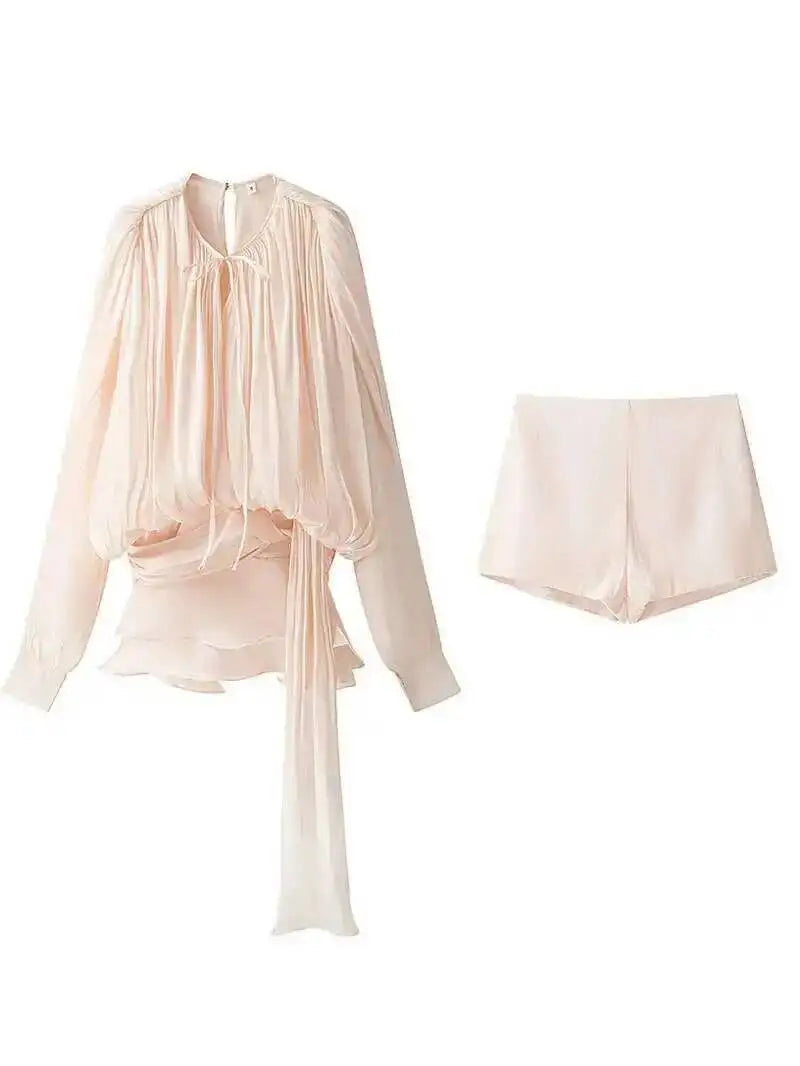 Dames Blouse Jurk V-hals met Lange Mouwen 1