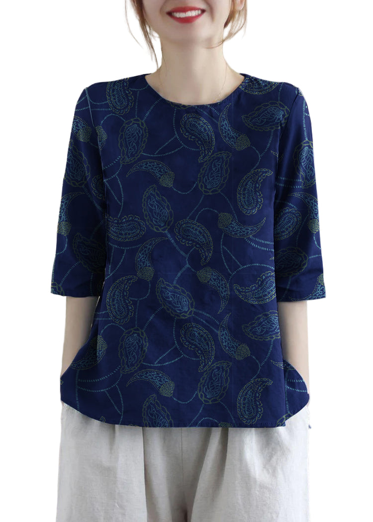 Dames Blouse Katoen met Borduursel en Halve Mouwen 4