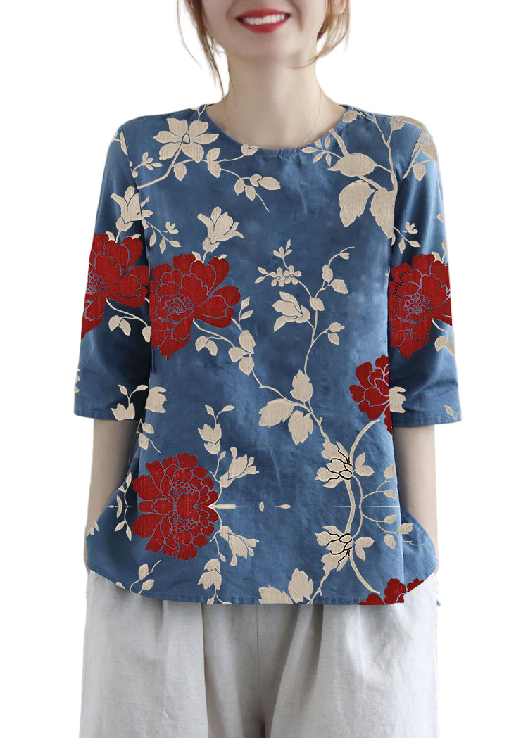 Dames Blouse Katoen met Borduursel en Halve Mouwen 8