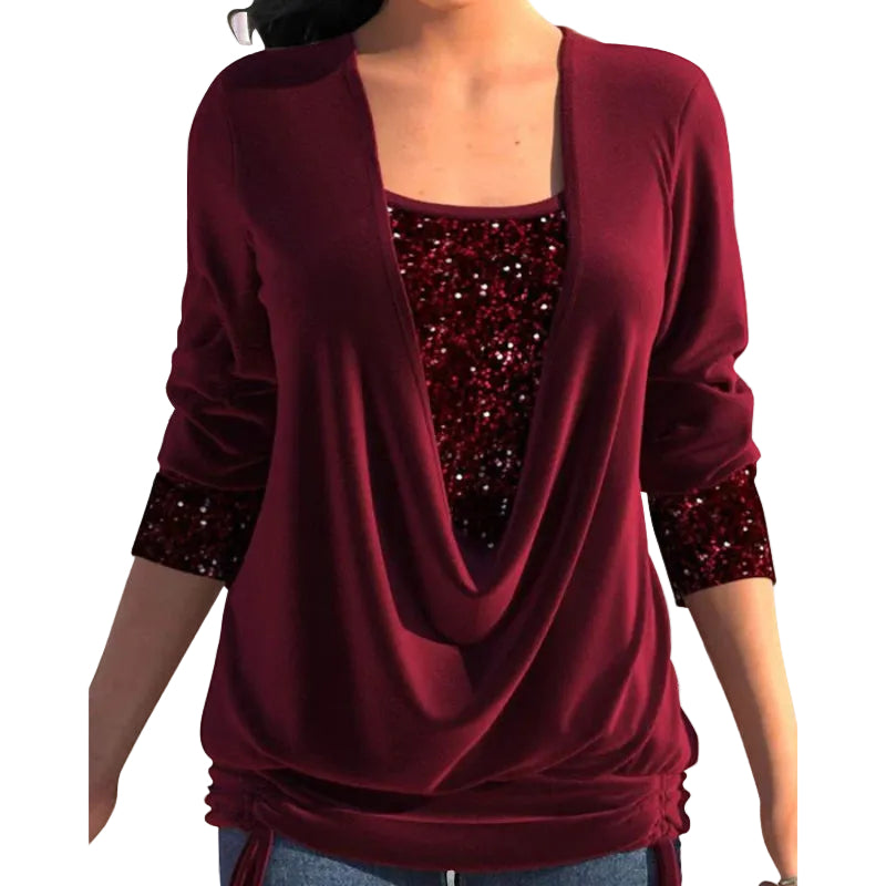 Dames Blouse Lange Mouw Met Pailletten Voor Feestelijke Gelegenheden 1