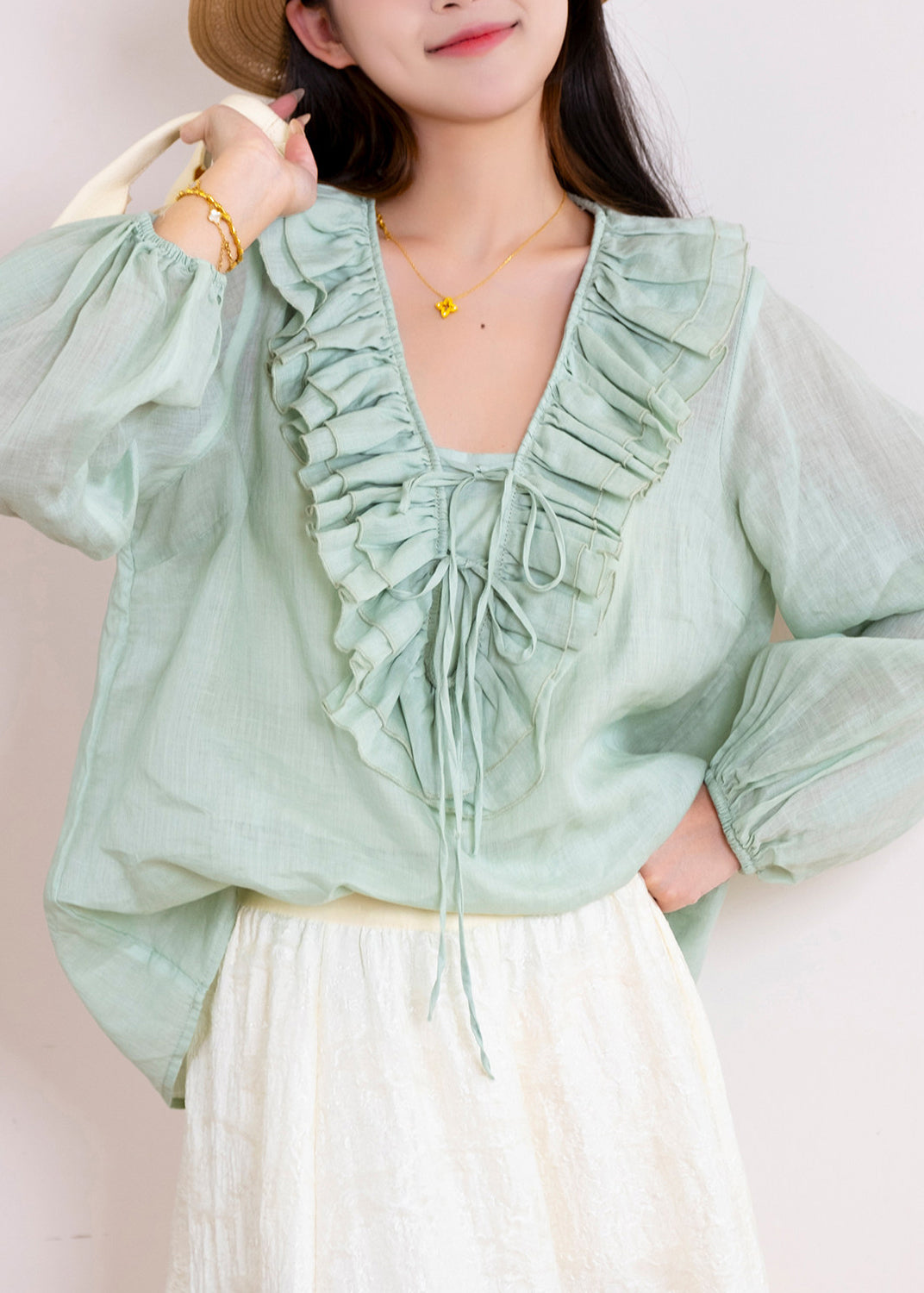 Dames Blouse Lange Mouwen Patchwork Design 1