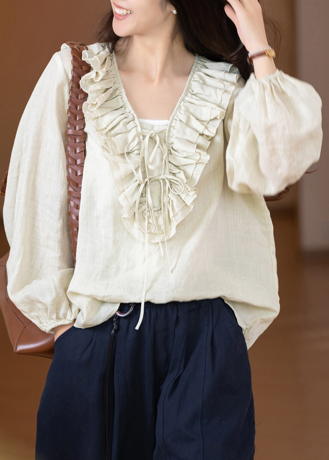 Dames Blouse Lange Mouwen Patchwork Design 2