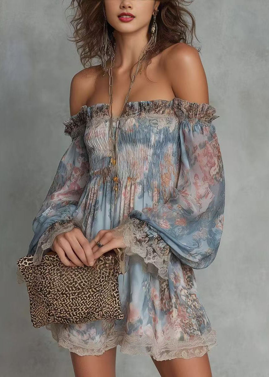 Dames Blouse Lange Mouwen Patchwork Print Met Schuine Hals 1