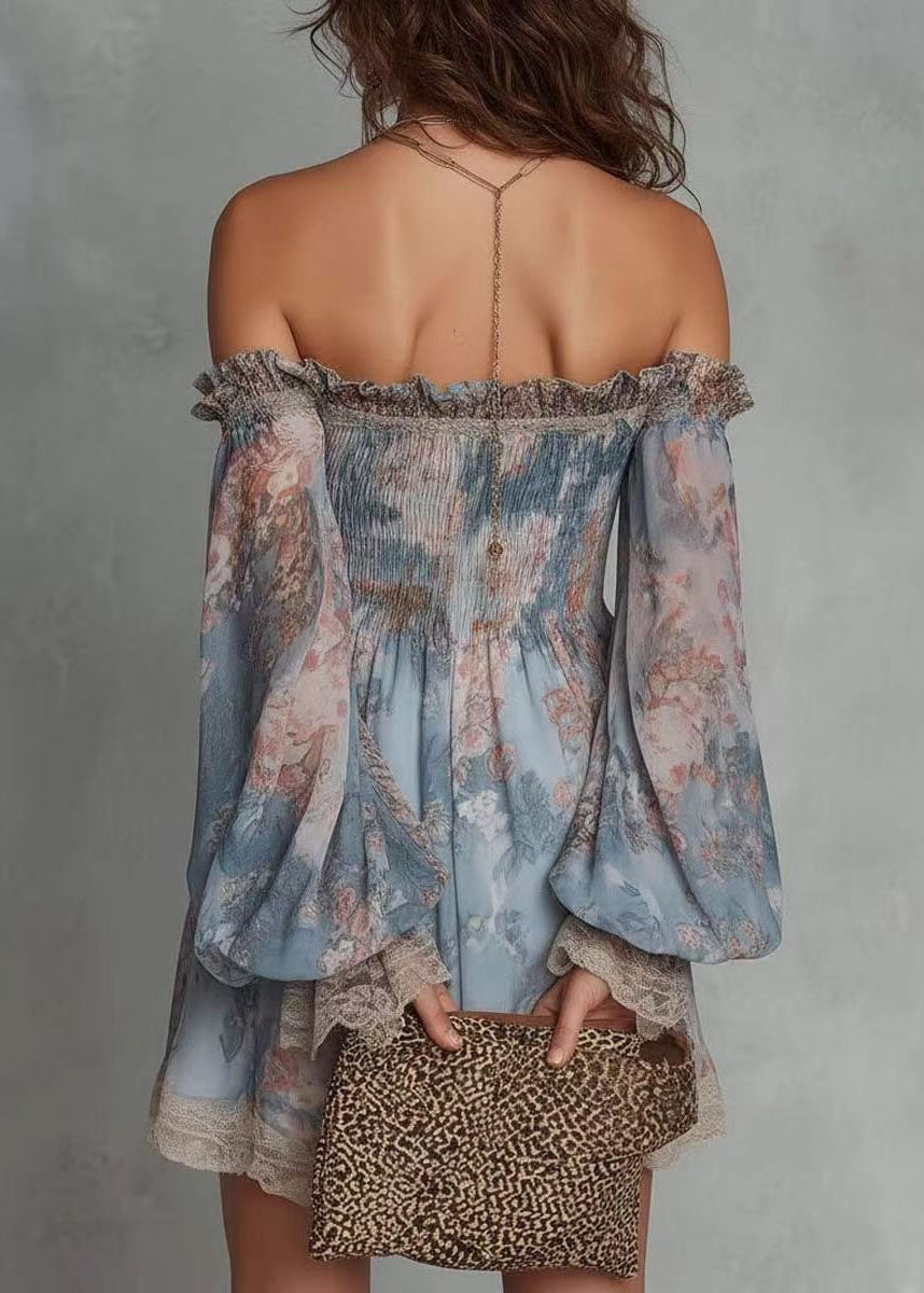 Dames Blouse Lange Mouwen Patchwork Print Met Schuine Hals 2