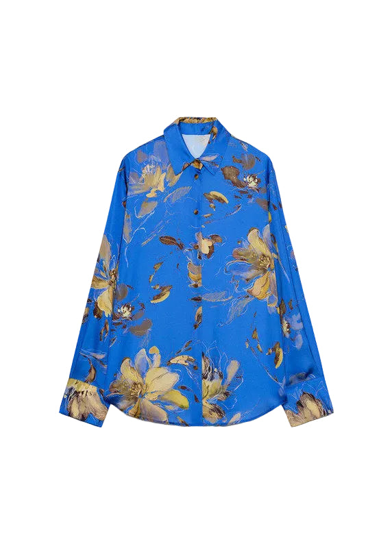 Dames Blouse Lange Mouwen Peter Pan Kraag Print 4