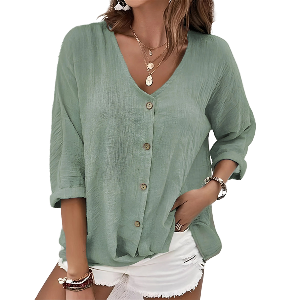 Dames Blouse Losse Stijl V-Hals 0
