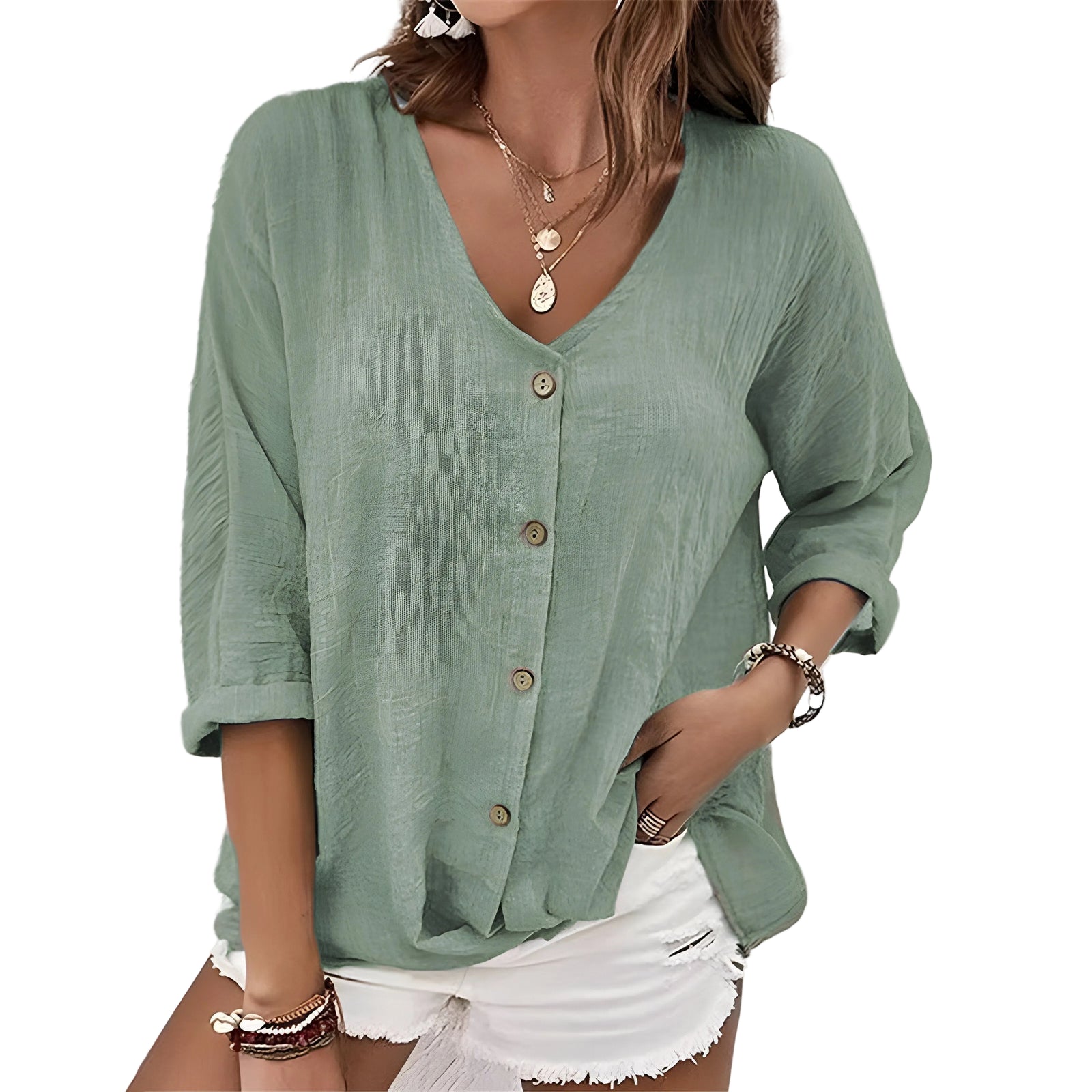 Dames Blouse Losse Stijl V-Hals 0