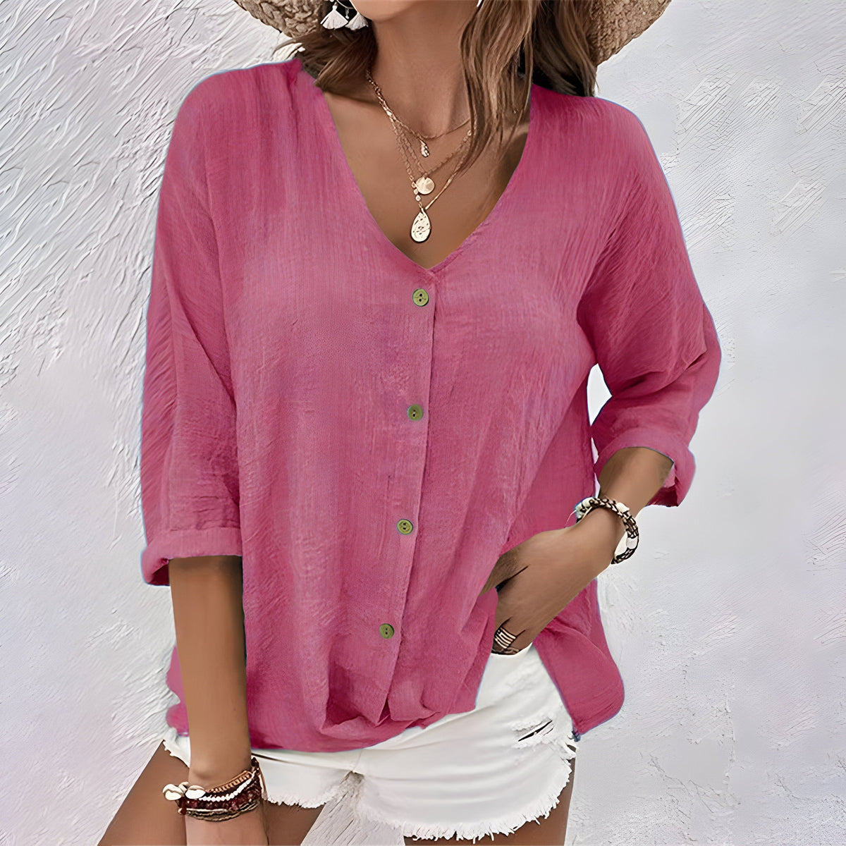 Dames Blouse Losse Stijl V-Hals 4
