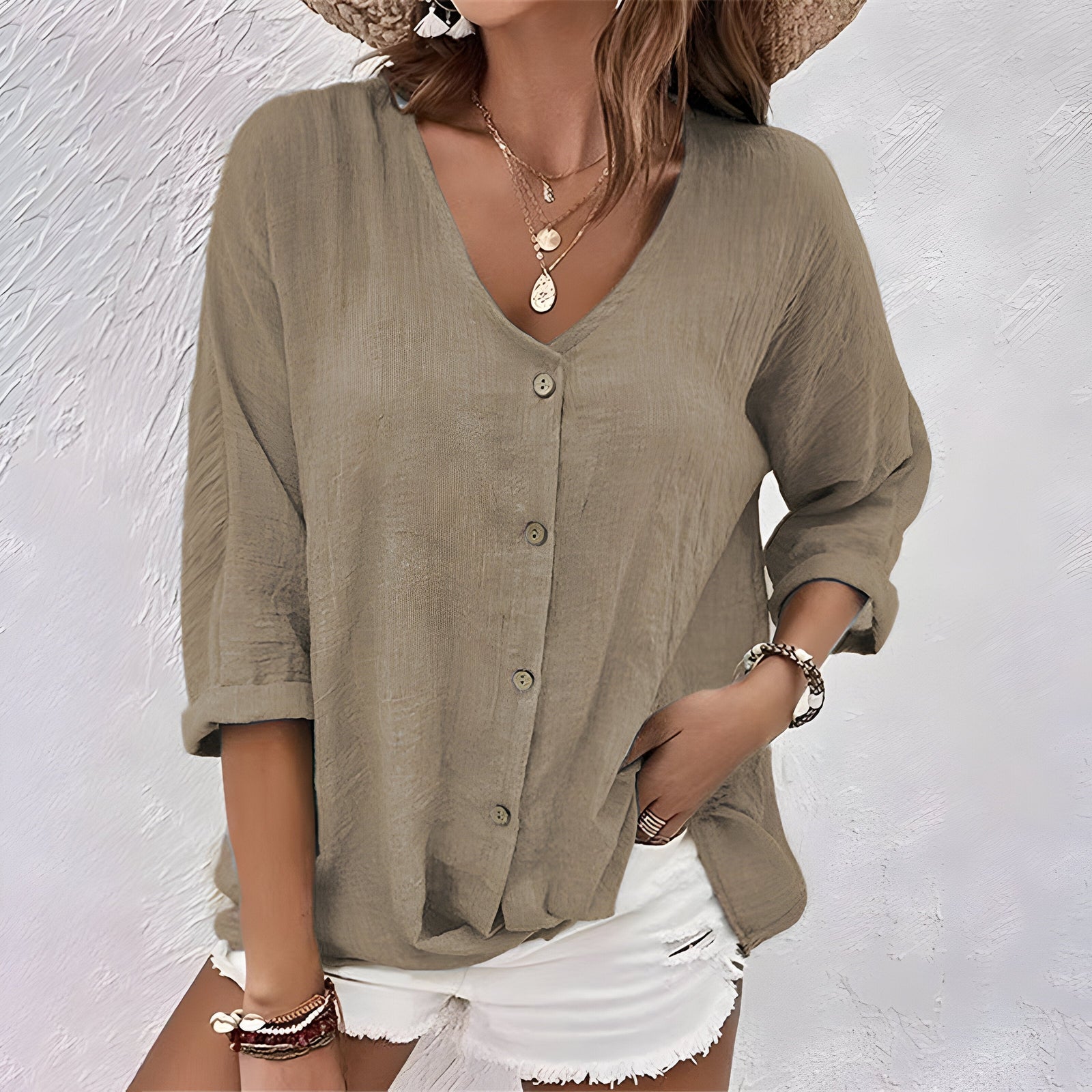 Dames Blouse Losse Stijl V-Hals 6