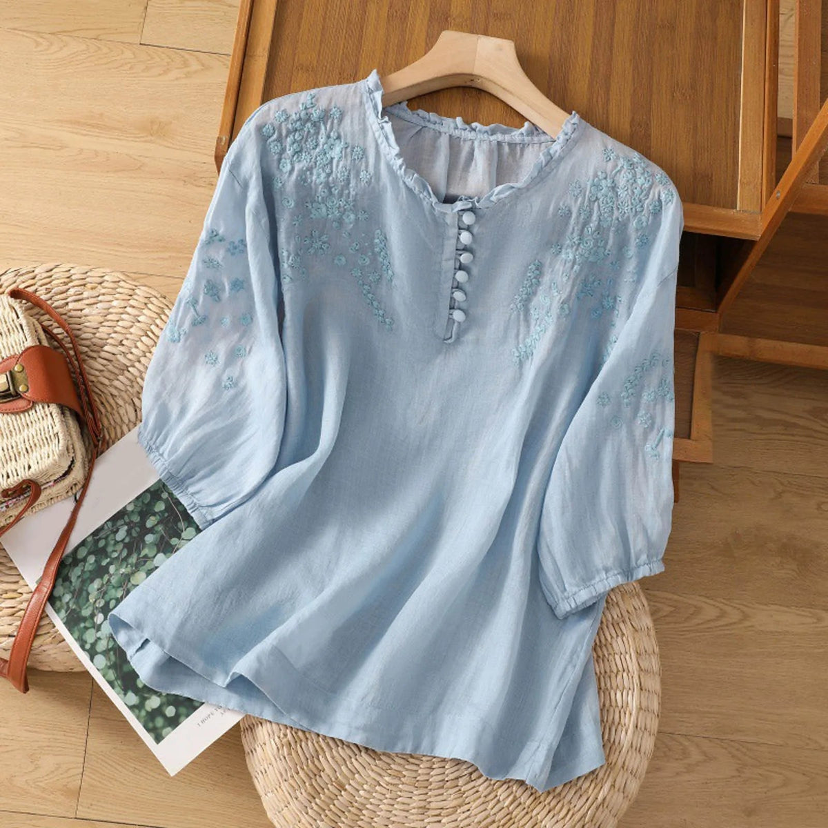 Dames Blouse Met Bloemenknopen Elegant 1