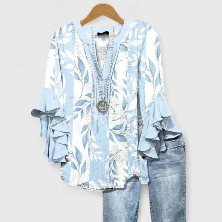 Dames Blouse Met Bloemenprint En Ruches Casual Chic 6