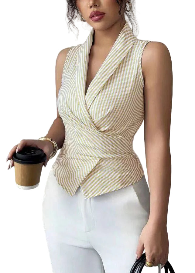 Dames Blouse Met Gestreepte Peter Pan-Kraag Casual Zomerstijl 2