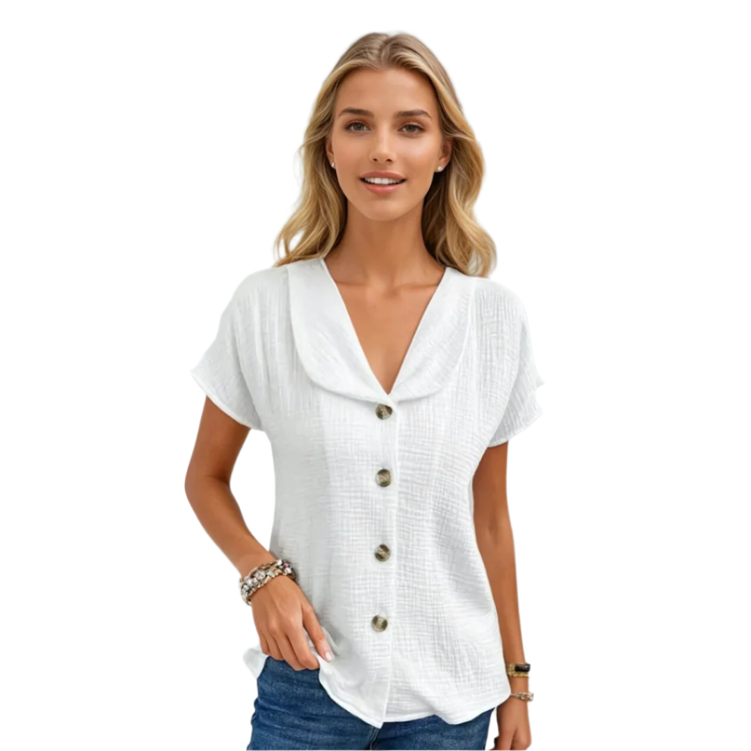 Dames Blouse Met Kraag en Knopen 0