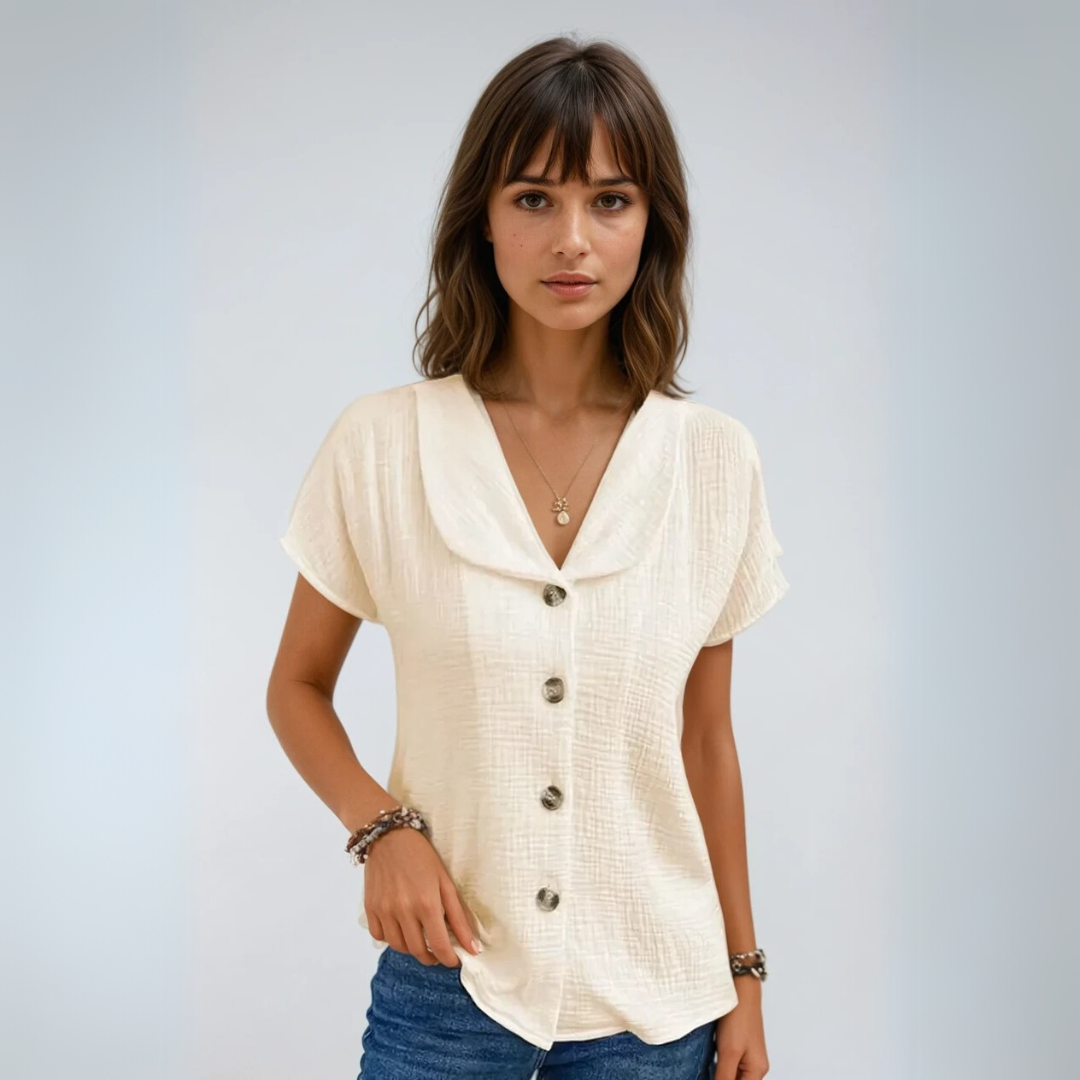 Dames Blouse Met Kraag en Knopen 1